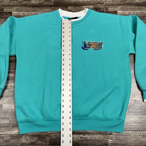 Vintage 90s Kitchener Waterloo Crewneck Sweatshirt Teal Embroidered Med VTG - Picture 6 of 7