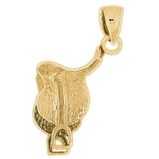 New 14k Yellow Gold 3D Saddle Pendant