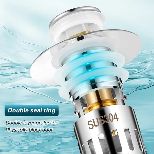 Universal Bathroom Sink Stopper Drain Strainer Pop Up Drain Stopper Stainless - Picture 6 of 20