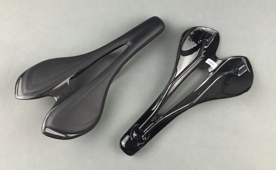 Sillín de cuero de carbono completo para bicicleta de carreras MTB asiento de bicicleta de carretera 270 * 143 mm riel ovalado Foto 3 de 4
