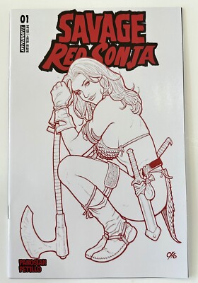 SAVAGE RED SONJA #1 (2023)- 1:10 FRANK CHO FOC FIERY LINE ART VARIANT- DYNAMITE
