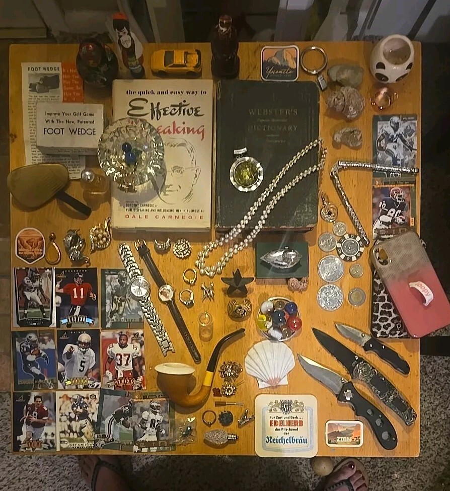 Junk Drawer Lot FOLDING KNIFE 1937 sters Dictionary Etc COINS eBay