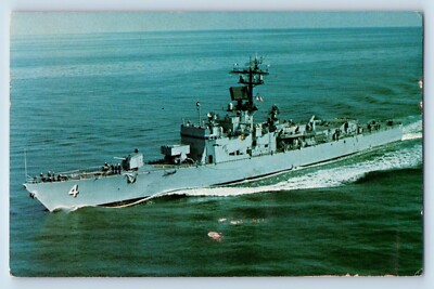 Bath Maine ME Postcard USS Talbot DEG 4 Guided Missile Escort Ship c1950's