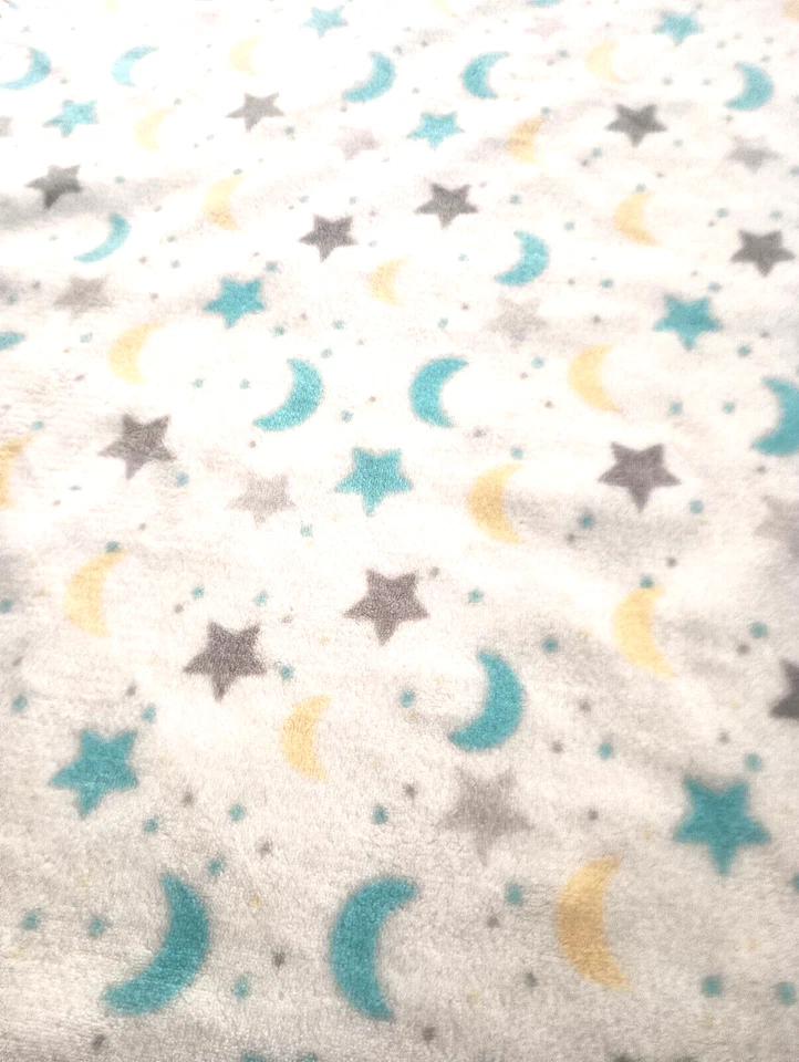 MANTA BEBÉ MINKY RIBETE SATINADO GRIS ESTRELLA SOL LUNA BLANCO ELECCIÓN DE LOS PADRES 30" X 40" Foto 2 de 4