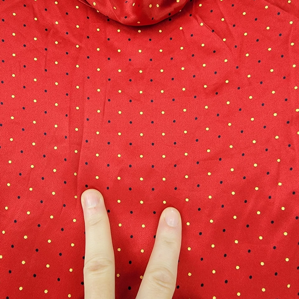 Top retro vintage de seda Liz Claiborne años 80 para mujer 4 almohadillas rojas a lunares Foto 4 de 4