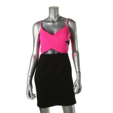 Lucy Paris 1722 Womens Pink Colorblock Mesh Inset Party Clubwear Dress L BHFQ