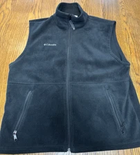 Columbia Men's Size XL Fleece Jacket Black Cotton Vest Excellent- 8915