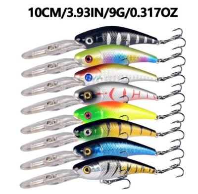 Kit De 8 Leurres Minnow Pour Pêche – 9 Cm, 8.3 G, Pour Bass, Truite, Action De Nage Réaliste