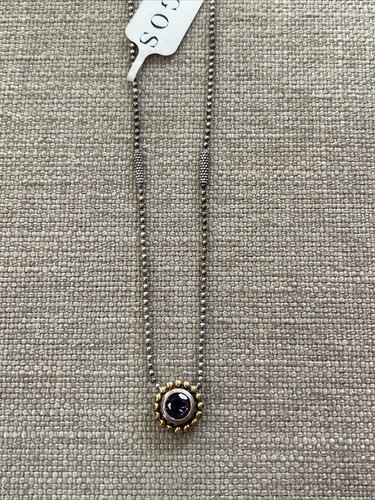 LAGOS Ciondolo Cerchio Ametista Bicolore Su Collana Perline Caviale RARO Vintage - Foto 2 di 21