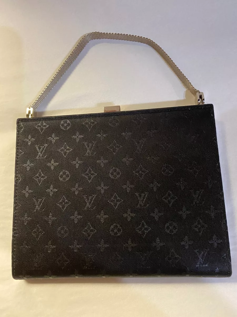 Authentic Louis Vuitton Black Satin Evening Handbag