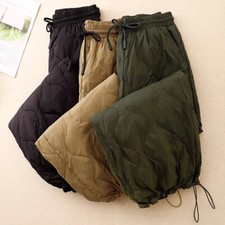 Women Winter Drawstring Trousers Pants Quilted Padded Loose Outdoor Ski Warm
