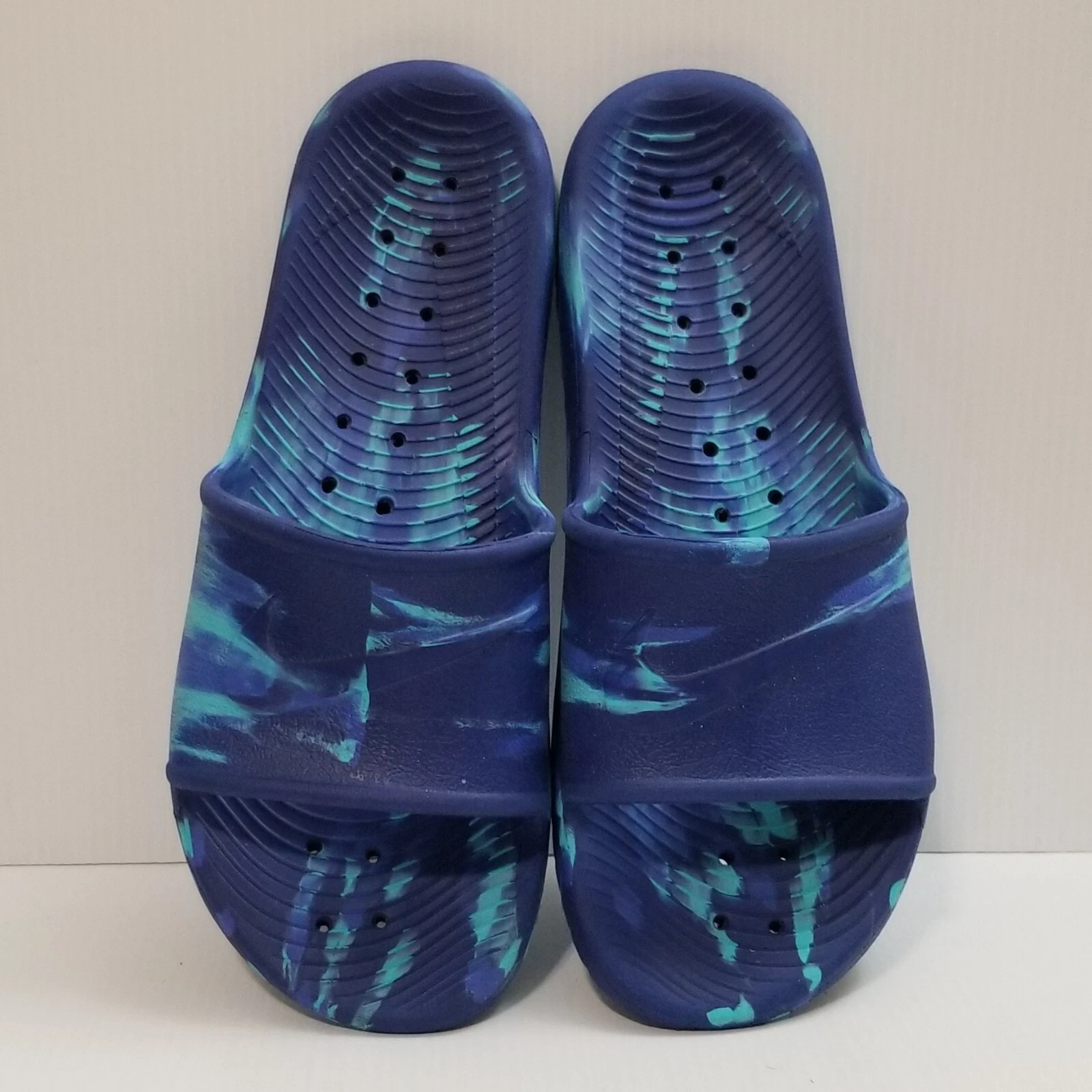Sandali Nike marmorizzati tie dye nuotatore blu chiaro uomo taglia 12 slip on