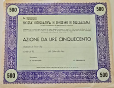Soc. Coop. Bregazzana 1947 Varese Azione da Lire Cinquecento