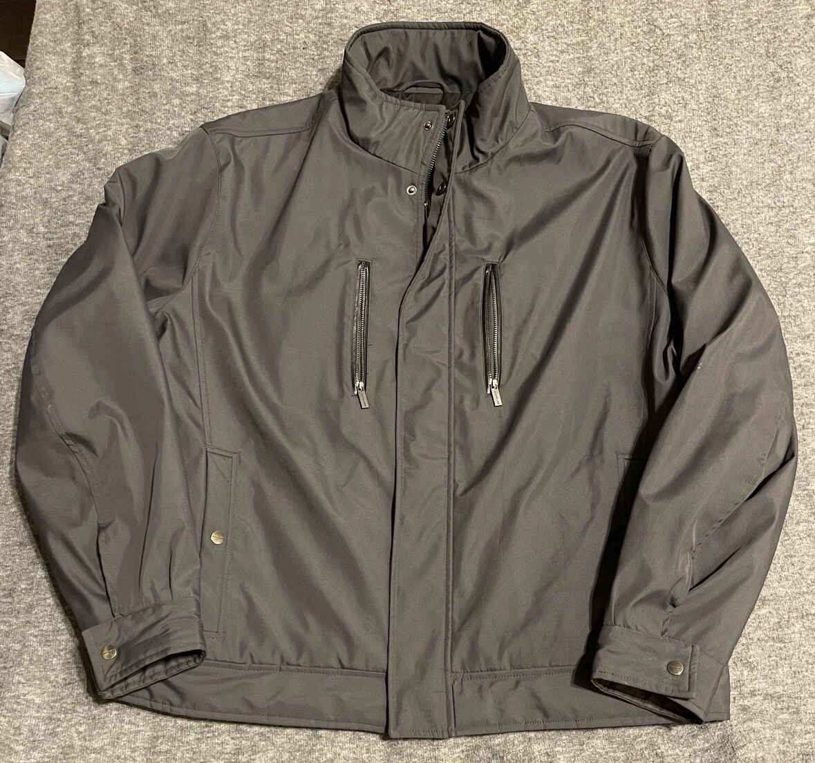 Giacca Michael Kors uomo XXL full zip grigia casual finto collo 100% poliestere