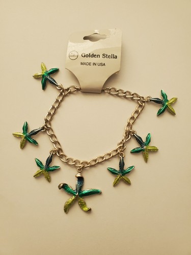 Golden Stella grün/gelb Seestern Form Charm mit Karabinerverschluss Armband