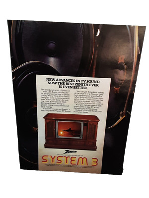 1979 Zenith System 3 Color TV with Advance In Sound Original Print Ad 70s