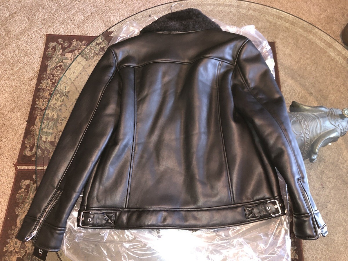 Guess Mens Asymmetrical Black Faux Leather Fur Motorcycle Guess Mens Asymmetrical Black Faux Leather Fur Motorcycle