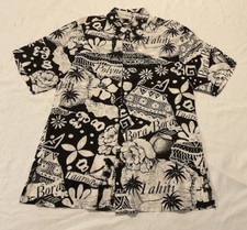 Jams World Men s Button Up Shirt Black White South Pacific Aztec Hawaii Hula