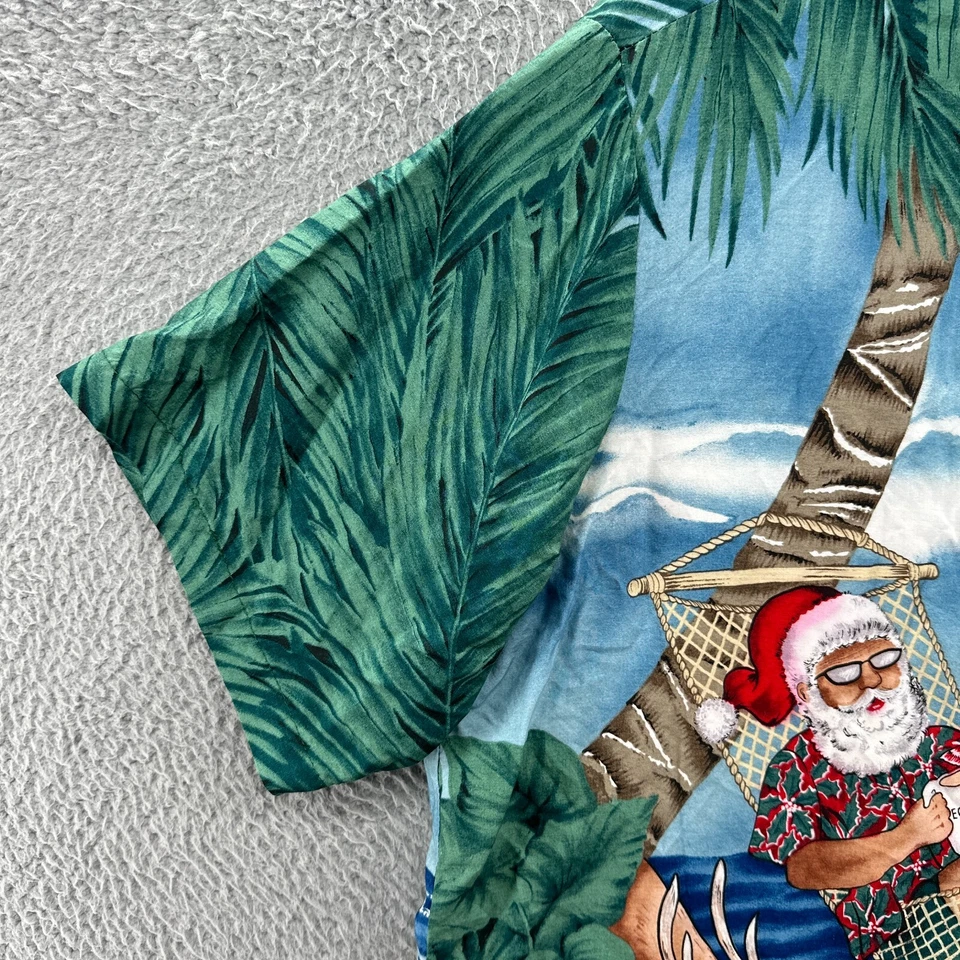 Camisa Tori Richard Para Hombres 1XB Verde Santa Mr Mrs Claus Navidad Camisa Hawaiana Foto 3 de 4