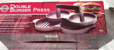 Norpro Double Burger Press Nonstick Cast Aluminum For Uniform Patties Cast Gift