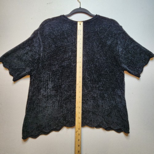 Sag Hag Womens Cardigan Sweater Medium Black Button Cut-out Scalloped Edges - Picture 6 of 11