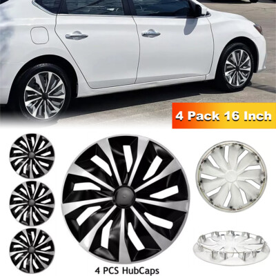 4 Pack 16'' Inch Wheel Covers Snap On Full Hub Caps Fit for R16 Tire & Steel Rim