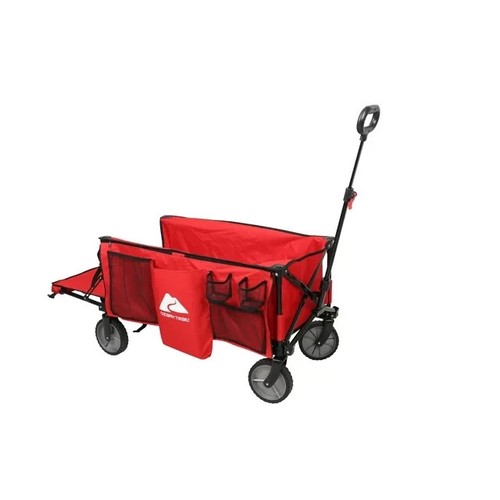 Ozark Trail Camping Utility Wagon with Tailgate & Extension Handle, Red - New - Picture 3 of 8