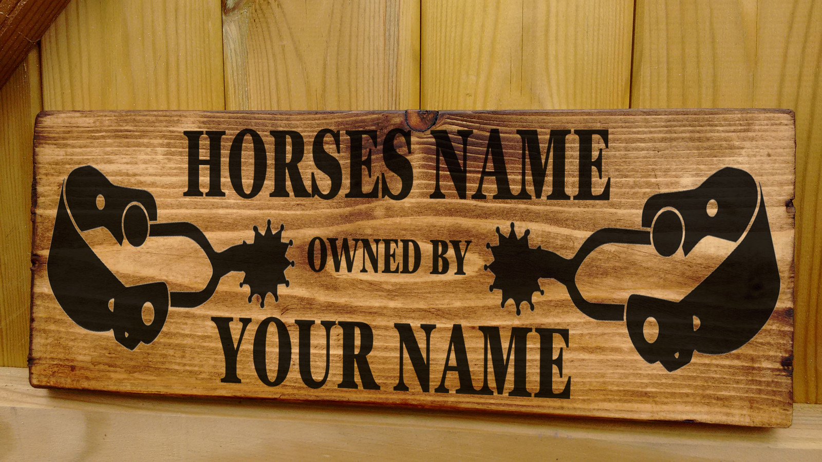 Custom Horse Stable Door Sign - Name Plaque with Western Cowboy Ranch Theme LG