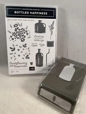BOTTLED HAPPINESS Stamp Set VINTAGE BOTTLE Punch Stampin Up Message Wine A24