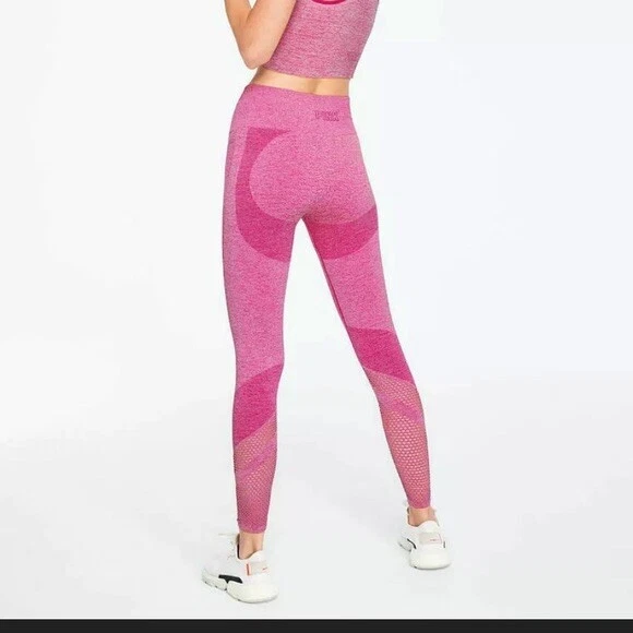 victoria-secret-vs seamless hot pink perforated high rise compression leggings