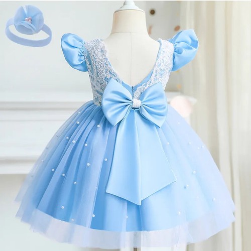 Baby Girls Princess Party Dress Birthday Evening Gown Kids Formal Lace Dress - Picture 31 of 32