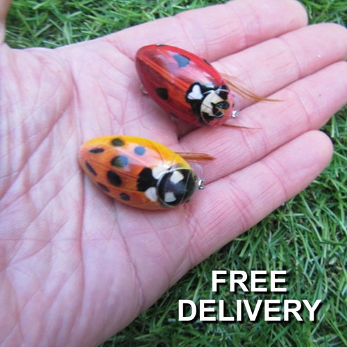2 x Ladybird Bug Creature Fishing Lures Savage Perch Trout Surface Baits - Picture 12 of 14