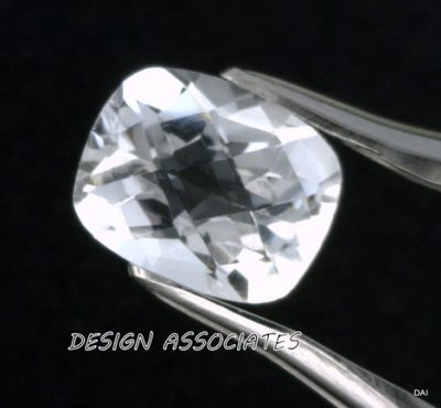 DIAMOND QUARTZ 10X8MM CUSHION CUT CHECKERBOARD TOP NATURAL AAA