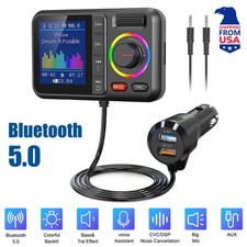 New Bluetooth 5.0 Car FM Transmitter w/ QC3.0 Fast Charging 1.8" Color Screen