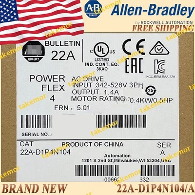 New AB 22A-D1P4N104/A PowerFlex4 AC Drive AB 22AD1P4N104 US Stock AB