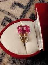 Rectangular Gold Filled wire wrapped 10X14 Pink Sapphire ring for woman