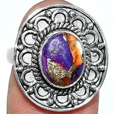 Spiny Oyster Turquoise - Arizona 925 Sterling Silver Ring s.7.5 Jewelry R-1256