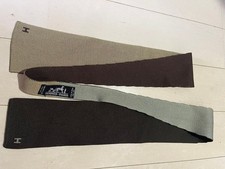 HERMES Reversible Silk Knit Tie Set Brown/Beige & Black/Grey Used