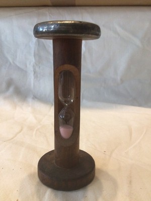 Vintage Holzmühle Klöppel Eieruhr Sand 4,5 Minuten 12,5 cm hoch rosa sand