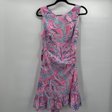 Lilly Pulitzer Dress Womens 6 Pink Joselyn Stretch Wrap Prosecco 005907 Ruffle