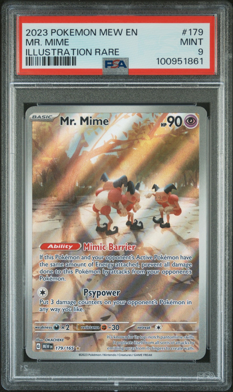 2023 POKEMON MEW EN-151 ILLUSTRATION RARE #179 MR. MIME PSA 9