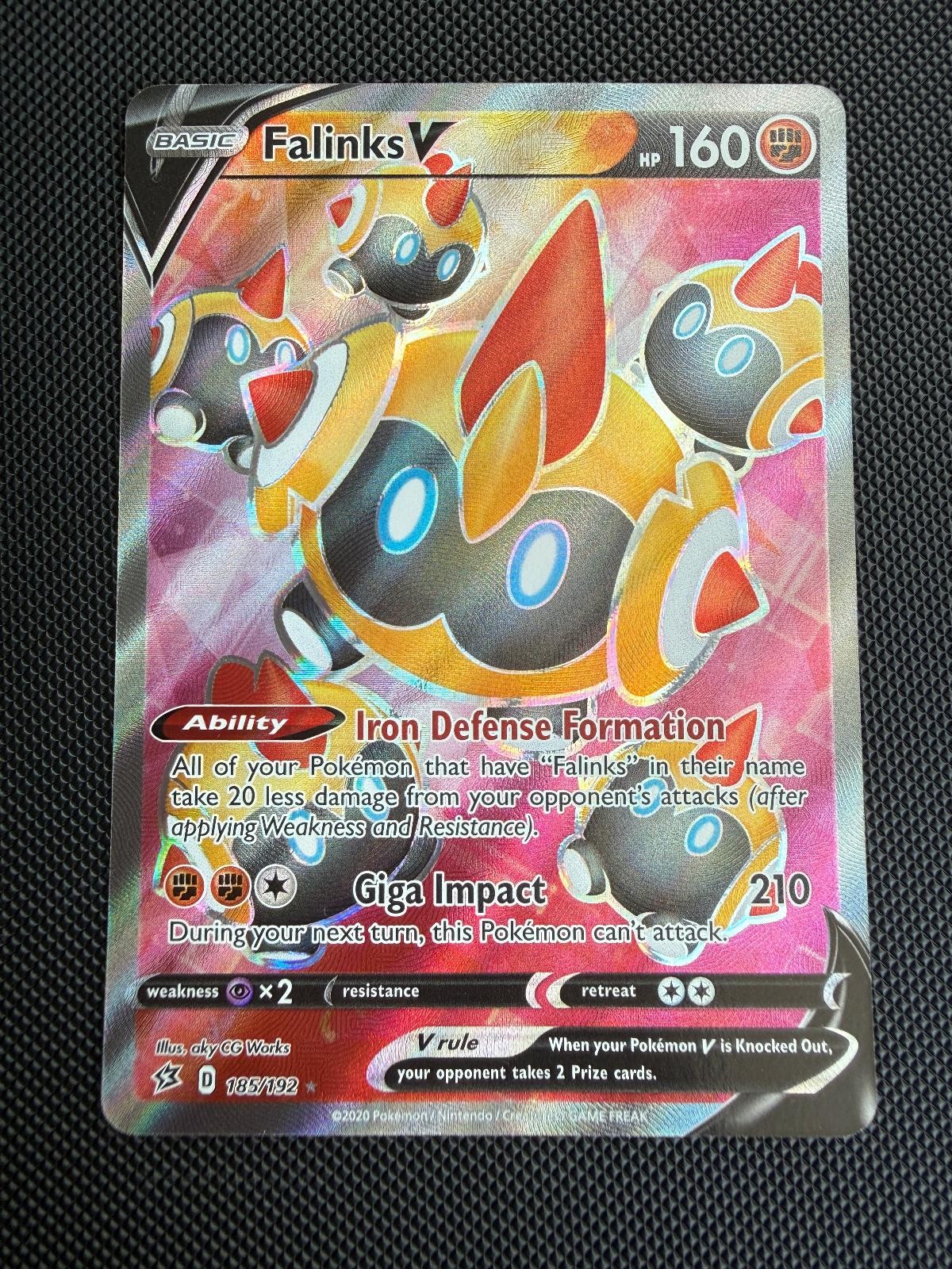Pokemon Falinks V Ultra Rare Full Art 185 - 2020 Rebel Clash NM