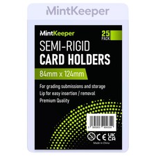 25 MintKeeper Semi Rigid Card Holders 84x124mm Pokemon MTG YuGiOh PSA Grading UK