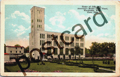 1920 HOME OF JIFFY-JELL, America's Model Food Plant, WAUKESHA WI, postcard jj524