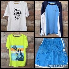 Lot Of 3 Old Navy Cat Jack Swim Trunks Rash Guard Tops Boys Medium Large 526