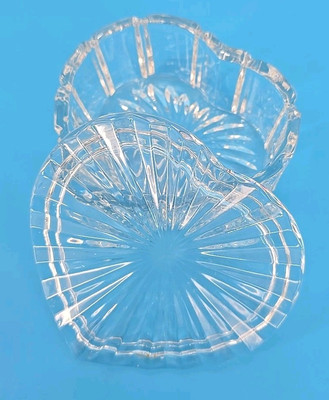 Vintage Heart Shaped Crystal Trinket Jewelry Box W/ Lid- Some Small Chips