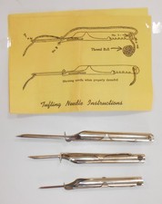 Set Of Three Vintage Tufting Needle Tools With Instructions