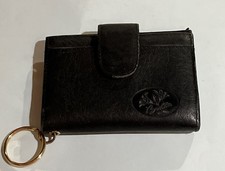 Buxton Bifold Snap Change Card ID Wallet Keychain Black Leather 4x3