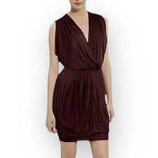 Black Halo Jill Dress Draped Wine Burgundy Women’s Size L Stretch Elegant