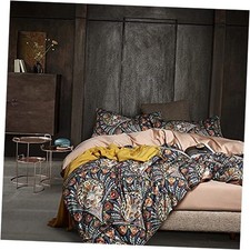 Duvet Cover Set, Modern Industrial Luxury Bedding Queen Turmeric Boho Floral